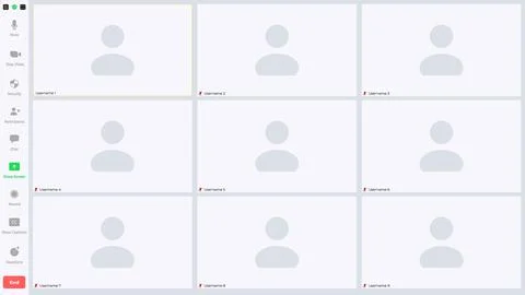 Video conference user interface, video conference calls window overlay 스톡 일러스트