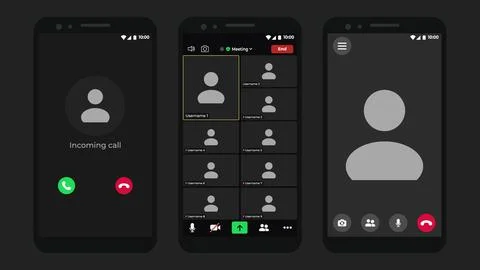 Video conference user interface. Video calls window overlay. Online chat for 스톡 일러스트