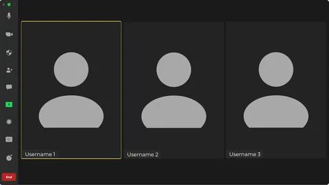 Video conference user interface. Video calls window overlay. Communication Illustrazione stock