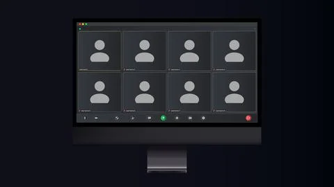 Video conference user interface, video conference calls window overlay Ilustração Stock