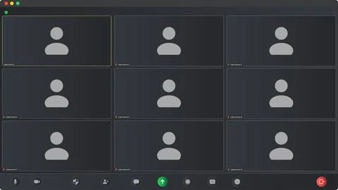 Video conference user interface. Video calls window overlay. Videocall screen Illustrazione stock
