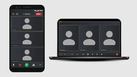 Video conference user interface. Video calls window overlay. Video conferencing Stock Illustration
