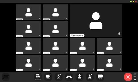Video conference user interface, video conference calls window overlay.. 스톡 일러스트