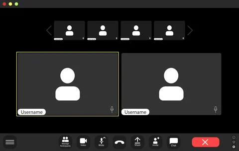 Video conference user interface, video conference calls window overlay.. Stock Illustration