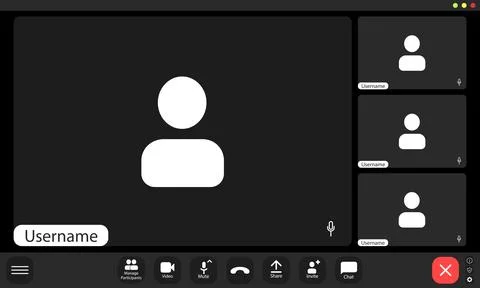 Video conference user interface, video conference calls window overlay.. Stock Illustration