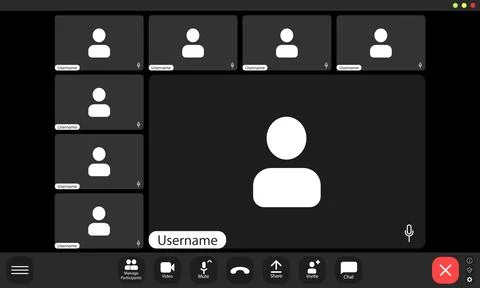 Video conference user interface, video conference calls window overlay.. Stock Illustration