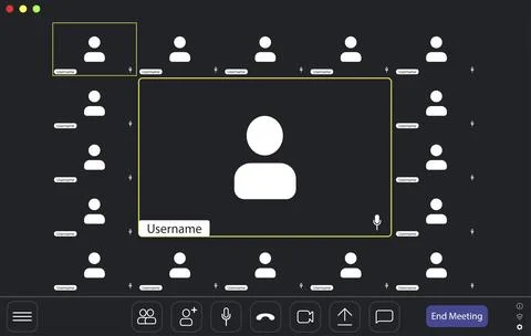 Video conference user interface, video conference calls window overlay.. Stock Illustration