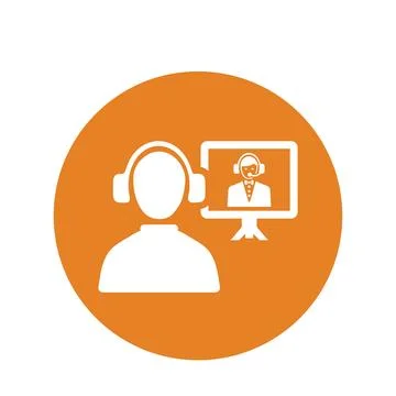 Video conference vector icon, online interview Stock Illustration