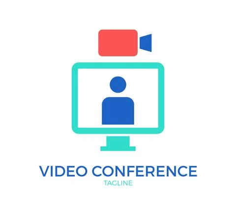 Video conference vector logo template design イラスト素材