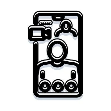 Video conferencing app on mobile device screen Illustrazione stock