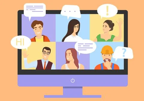 Video conferencing, chat, work from home, remote work. Vector 스톡 일러스트
