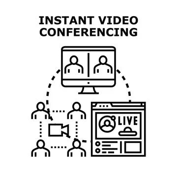Video conferencing concept for online communication meeting Stock Illustration