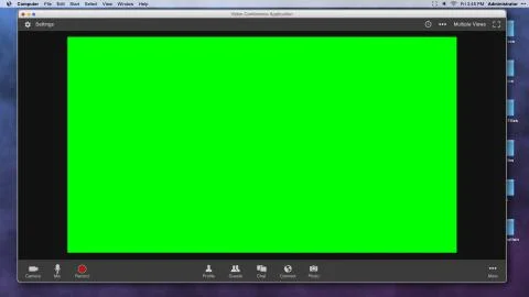 Video Conferencing Interface with Green Screen Frame for Compositing Stock Photos