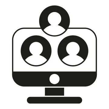 Video conferencing people on computer screen icon Stock Illustration