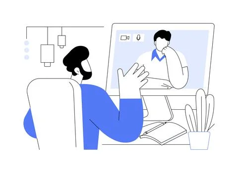 Video conferencing software isolated cartoon vector illustrations. 스톡 일러스트