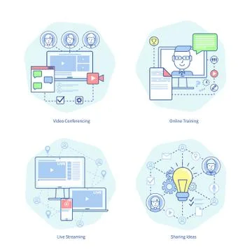 Video Conferencing, Training Vector Illustration イラスト素材