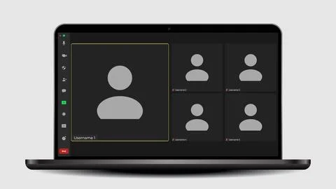 Video conferencing user interface. Application for calls. Video conferencing Stock Illustration