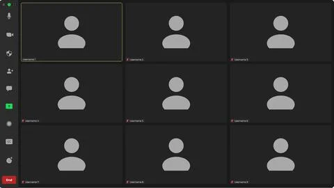 Video conferencing user interface. Online conference meeting. Call Window App Stock Illustration