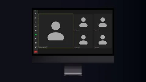 Video conferencing user interface. Online conference meeting. Call screen 库存插图
