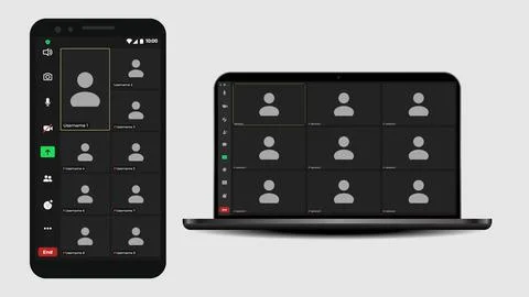 Video conferencing user interface. Online conference meeting. Videocall screen Stock Illustration