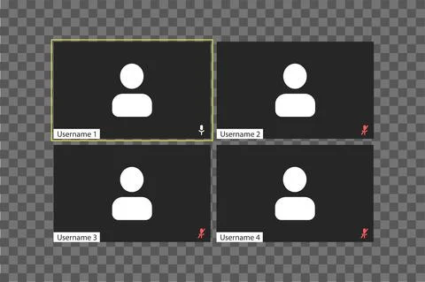 Video conferencing user interface template with individual windows on a Stock Illustration