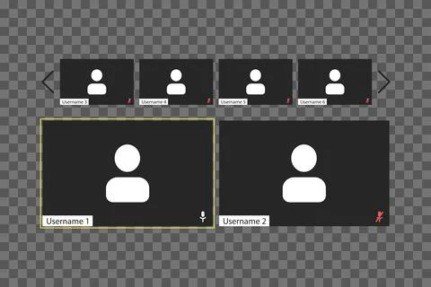 Video conferencing user interface template with individual windows on a Stock Illustration