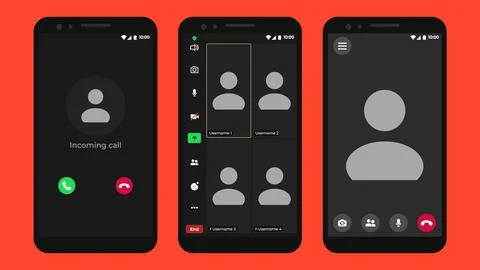 Video conferencing user interface. User web video call window. Video conference Illustrazione stock