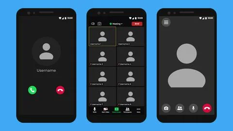 Video conferencing user interface. User web video call window. Videocall screen Ilustração Stock