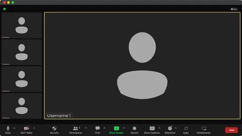 Video conferencing user interface. User web video call window. Communication Illustrazione stock