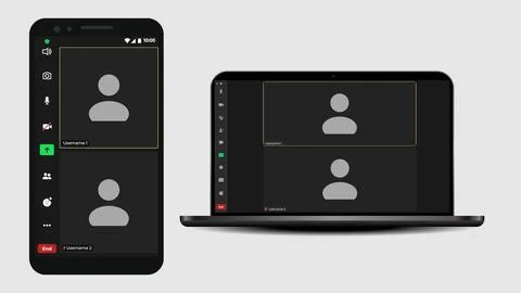 Video conferencing user interface. User web video call window. Call screen Ilustração Stock