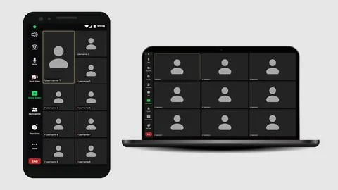 Video conferencing user interface. User web video call window. Video Stock Illustration