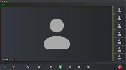 Video conferencing user interface. Video calls window overlay. Videocall screen Illustrazione stock