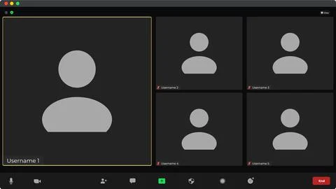 Video conferencing user interface. Video calls window overlay. Communication Stock Illustration