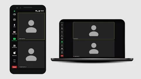 Video conferencing user interface. Video calls window overlay. Video conference Stock Illustration