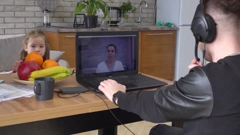 Video Conferencing, Web Conferencing or Webinar from home Stock Footage 161773353