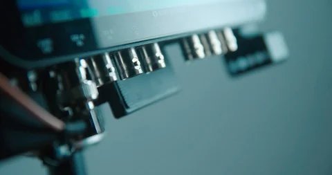 Video connector BNC SDI plug in close up slow motion 4K Video stock 127927322