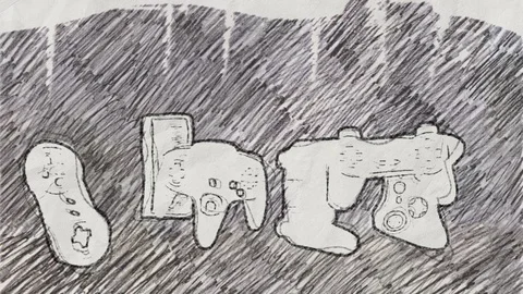 Video Console Game Controllers in Pencil Drawing Style Stock Footage 116291029