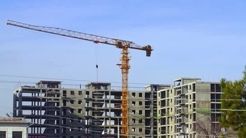 Video of a construction site in which work is underway to erect a multi-sto.. Stock Footage 340451301