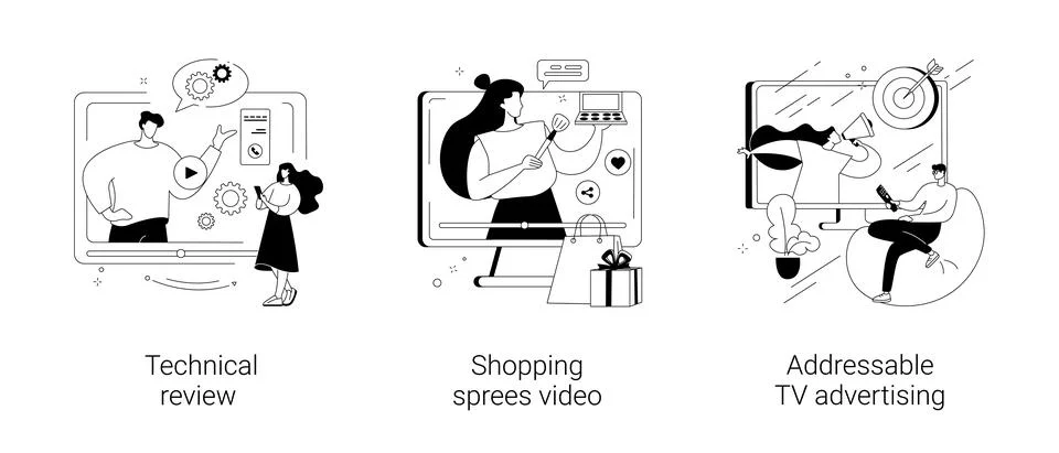 Video content abstract concept vector illustrations. Stock Illustration