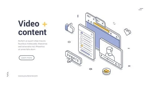 Video content creation digital media streaming and online interaction concept Stock Illustration
