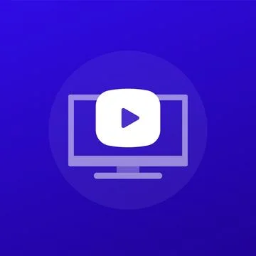 Video content icon with TV and play button, transparent design Stock Illustration