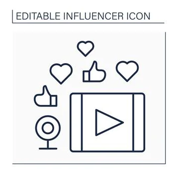 Video content line icon Stock Illustration