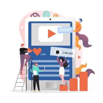 Video content marketing strategy vector concept illustration Stock Illustration