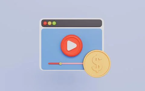 Video Content Monetization 3d illustration Stock Illustration