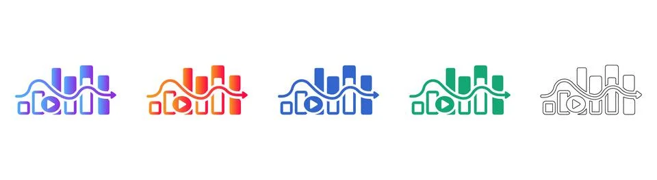 Video Content Performance Analytics Icons Illustrazione stock