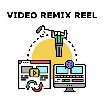Video content remixing and creative production process イラスト素材