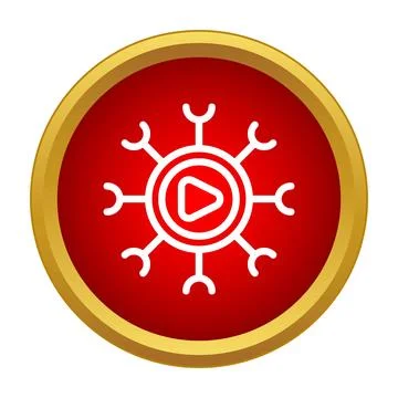 Video content sharing network play button icon Illustrazione stock