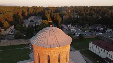 Video from the copter of the Cathedral in Pitsunda. Stock-Footage 211123781