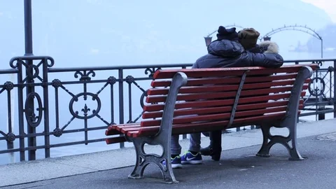 Video of Couple in love sitting in Lugano Stock Footage 71221053