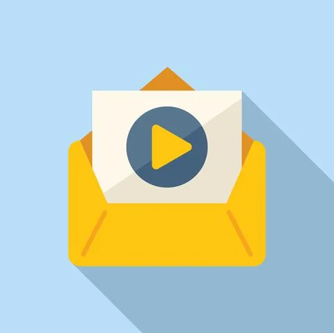 Video course mail icon flat vector. Distance study Stockillustratie